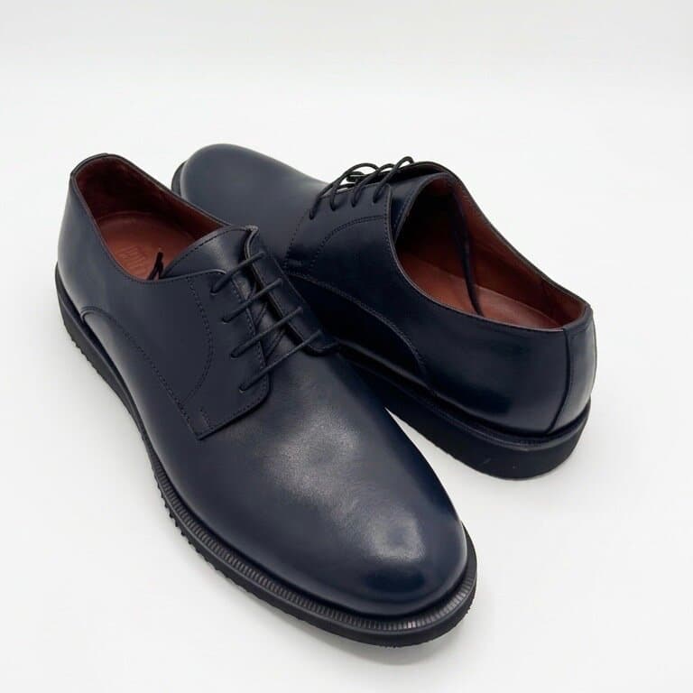 Grand Oxford Men's Leather Shoes - Navy Blue (44) 2