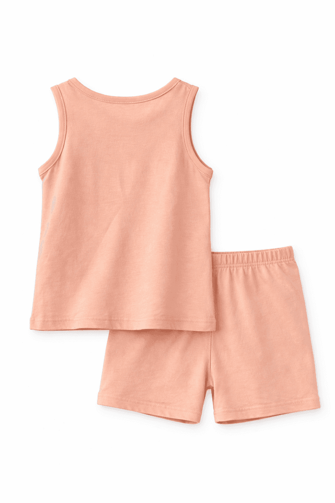 Minitix Baby Girls Cotton Top and Shorts Set - Peach (6-9 Months) 2