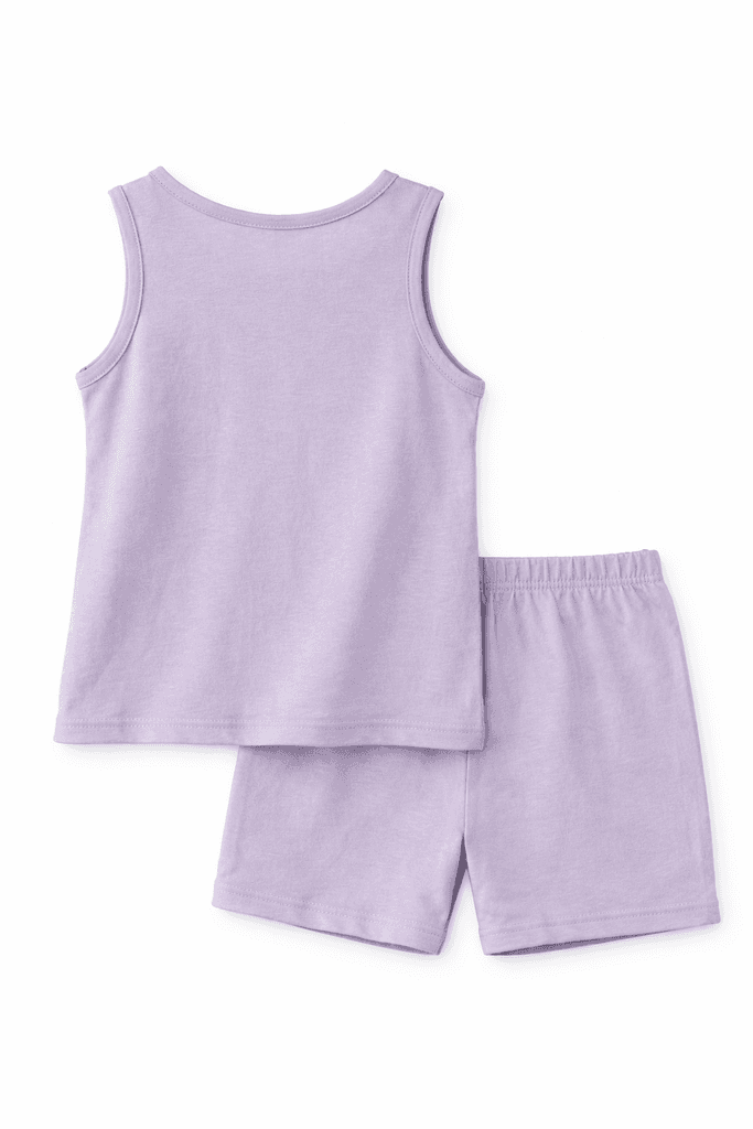 Minitix Baby Girls Cotton Top and Shorts Set - Light Purple (6-9 Months) 2