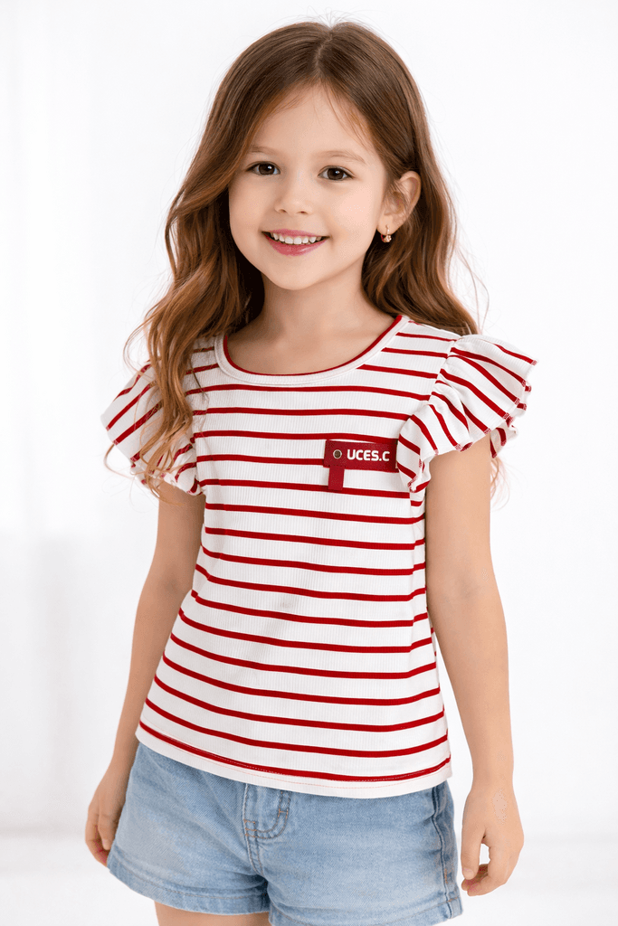 Markam Pink Girls Cotton T-Shirt - Red (7 Years)