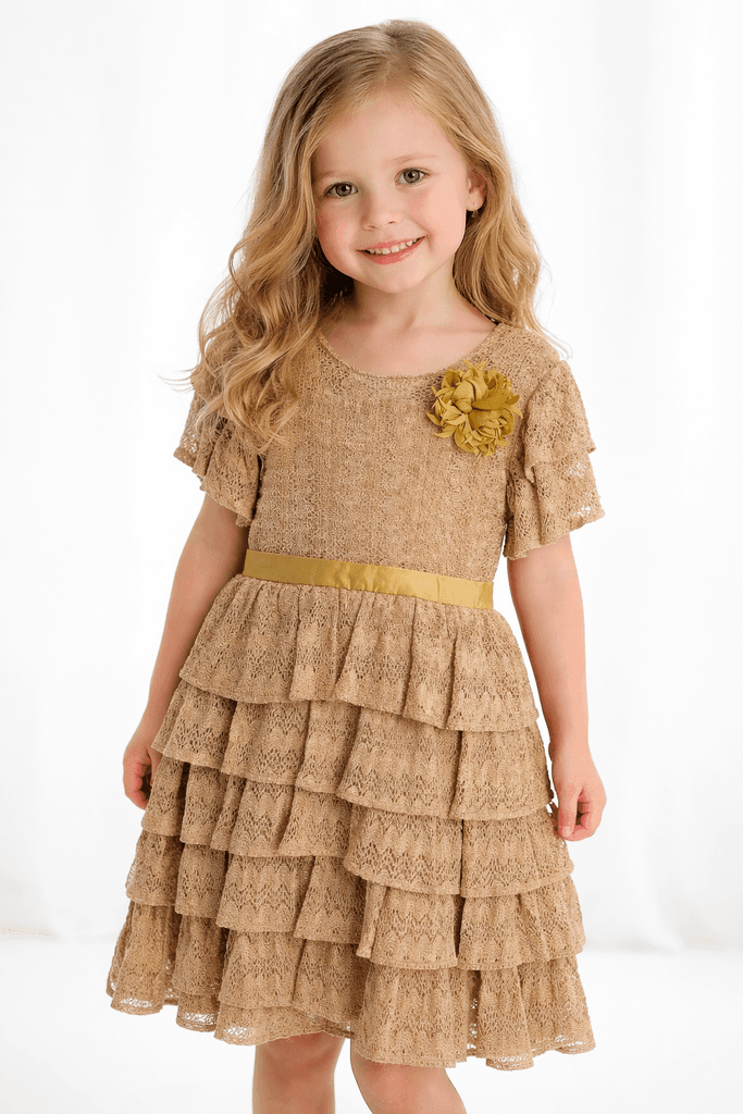 Mia Lia Girls Dress - Light Brown (7 Years)