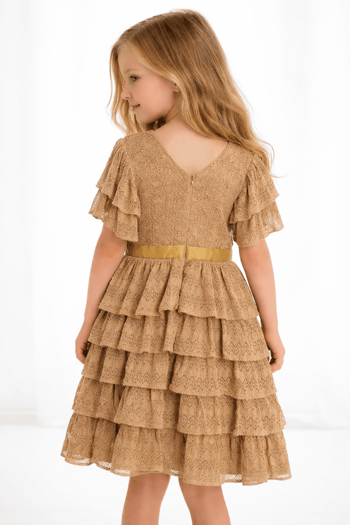 Mia Lia Girls Dress - Light Brown (7 Years) 2