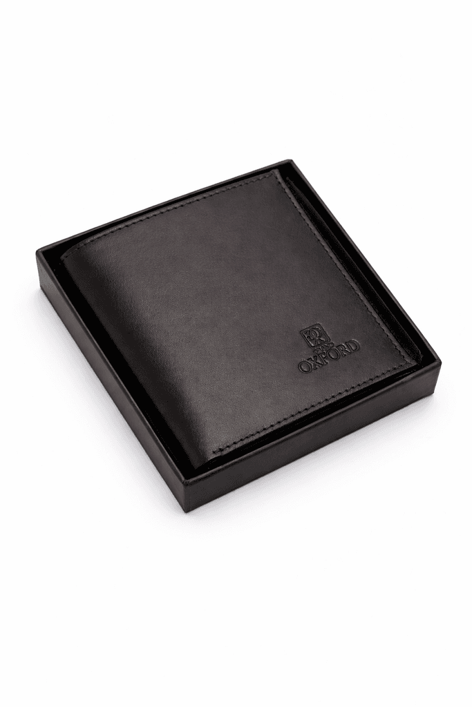 Grand Oxford Leather Bifold Wallet - Black