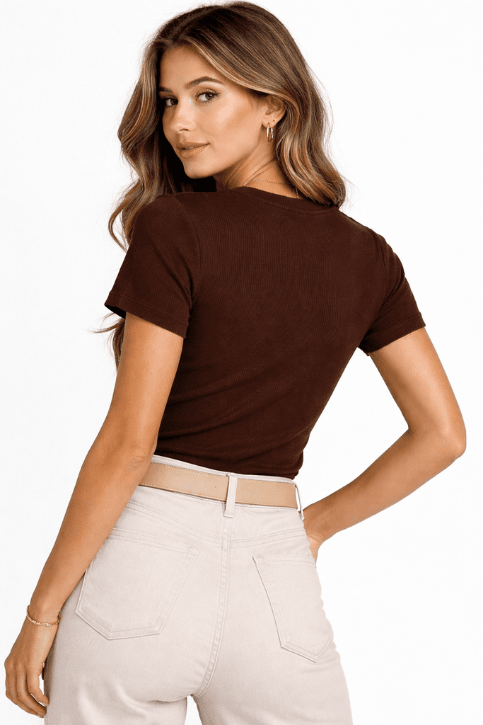 Cazibe Women's Cotton T-Shirt - Dark Brown (Free Size) 2