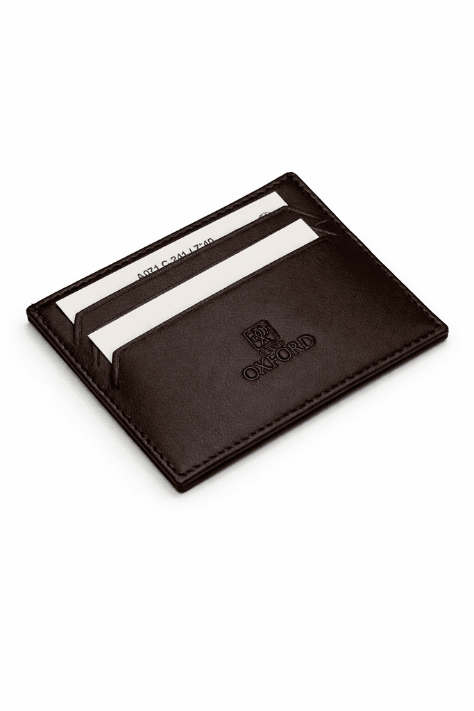 Grand Oxford Leather Card Wallet - Dark Brown