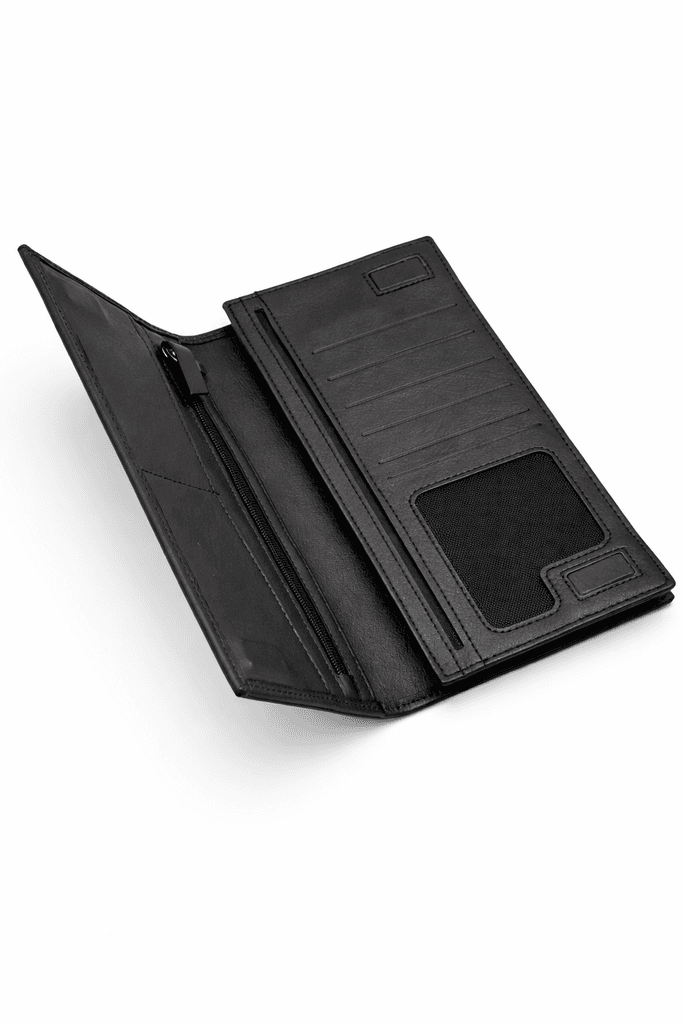 Grand Oxford Men's Long Leather Wallet - Black