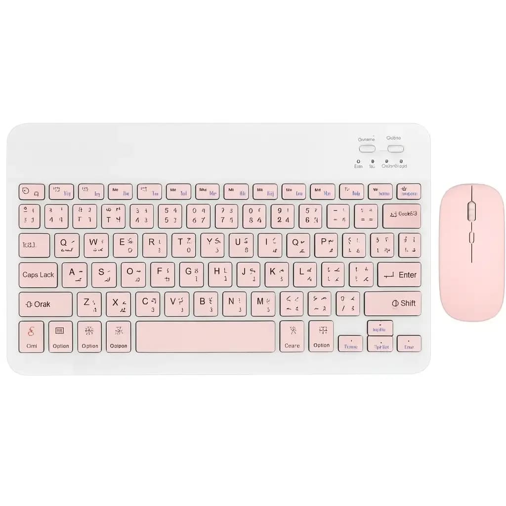 Wireless Keyboard & Mouse That Supports All Bluetooth Devices - Pink