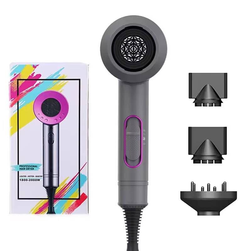 Professional 2000W Hair Dryer with 3 Heat Settings - Black