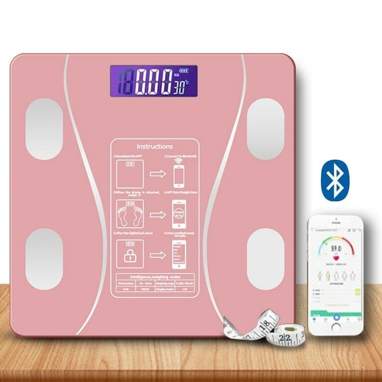 Bihart Smart Bluetooth Scale for Weight and Body Fat Percentage Analysis - Pink 1