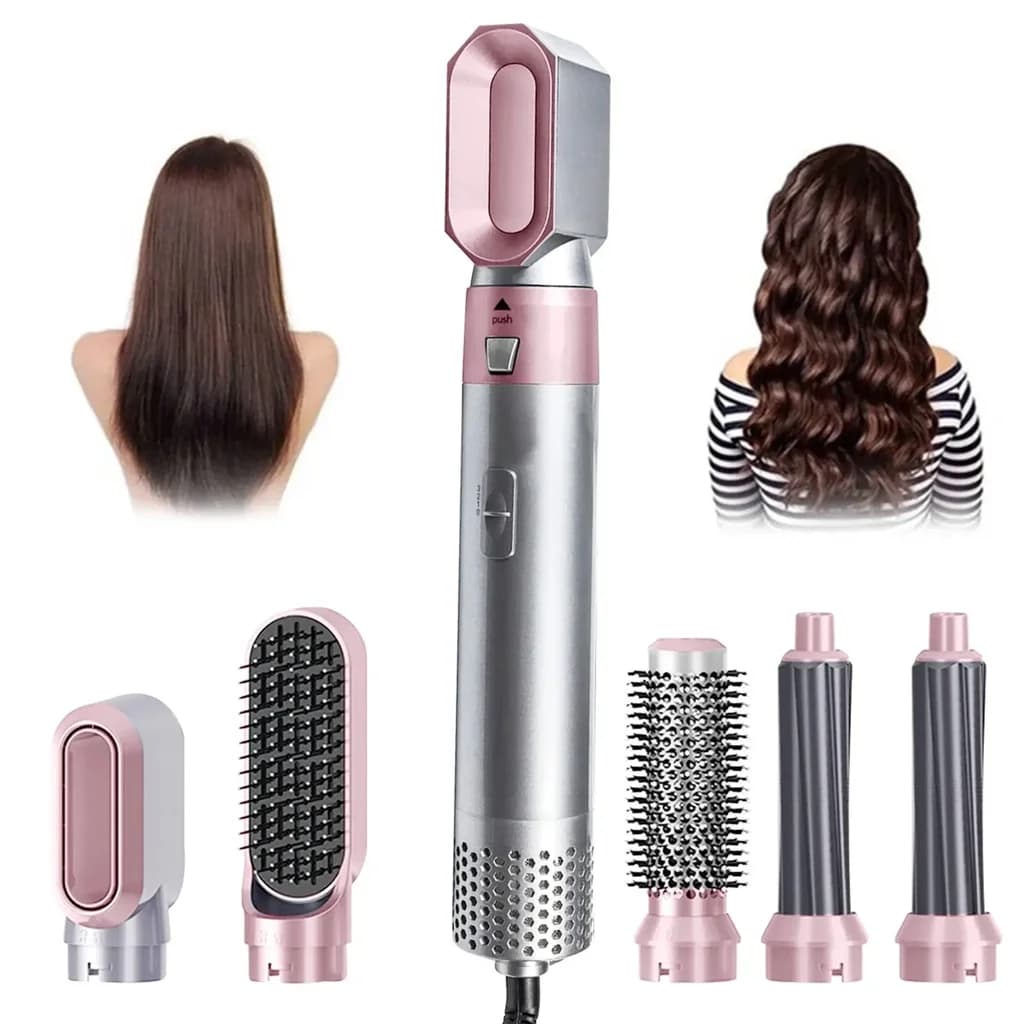 5 in 1 Professional Multi-Use Hot Air Hair Styler - Pink 1