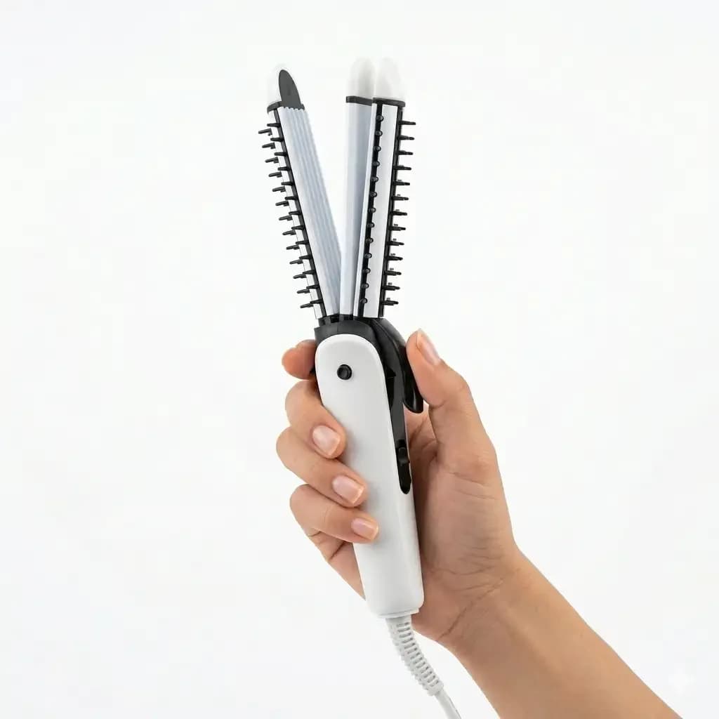 3-in-1 Hair Styler Professional Fast Straightening and Curling - White