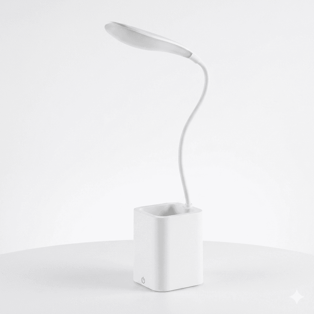 Rechargeable Eye-Protection LED Desk Lamp with Flexible Neck and Integrated Phone Holder