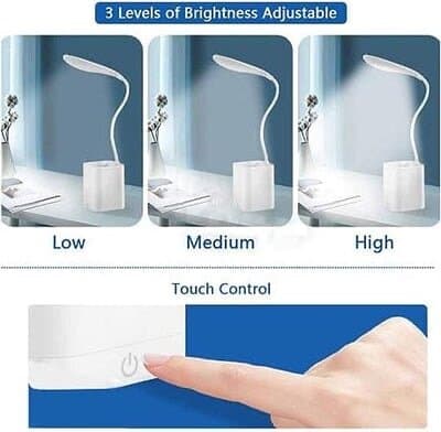 Rechargeable Eye-Protection LED Desk Lamp with Flexible Neck and Integrated Phone Holder 4
