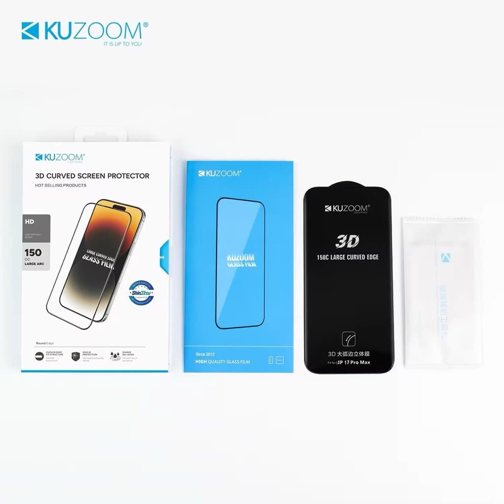 KUZOOOM 3D Large Curved Edge Glass Film for iPhone 16 Pro Max 6