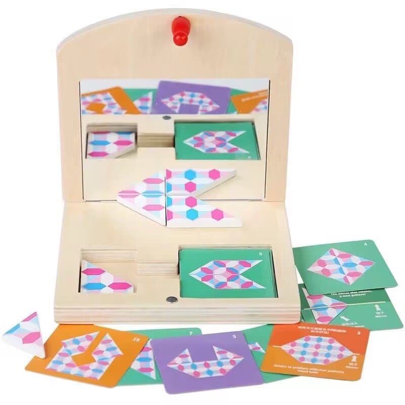 Puzzle Mirror Puzzle - Wooden Logical Reasoning & Geometry Game for Kids