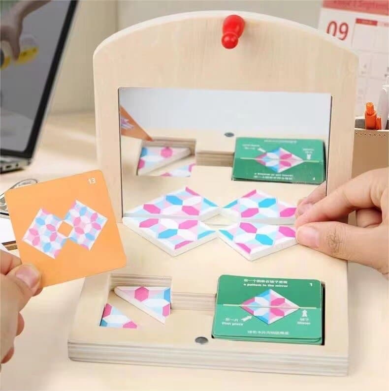 Puzzle Mirror Puzzle - Wooden Logical Reasoning & Geometry Game for Kids 4
