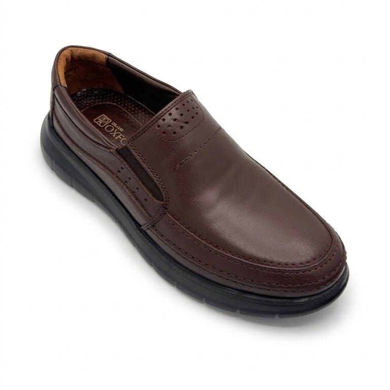 Grand Oxford Men's Leather Shoes - Dark Brown (44) 2