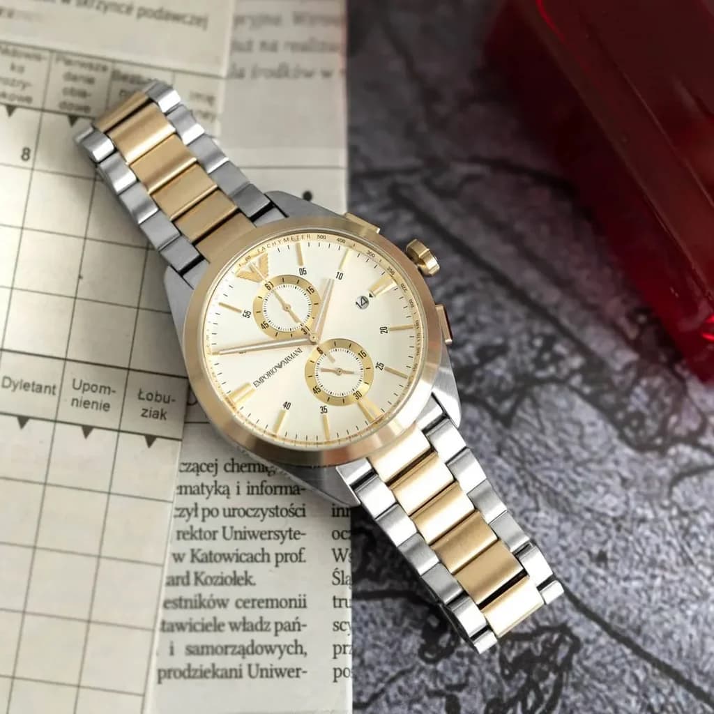 Emporio Armani Men's Watch 43mm - AR11605 (Silver & Gold) 7