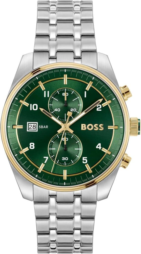 HUGO BOSS Chronograph Men's Watch 44mm - 1514195 (Silver & Green)