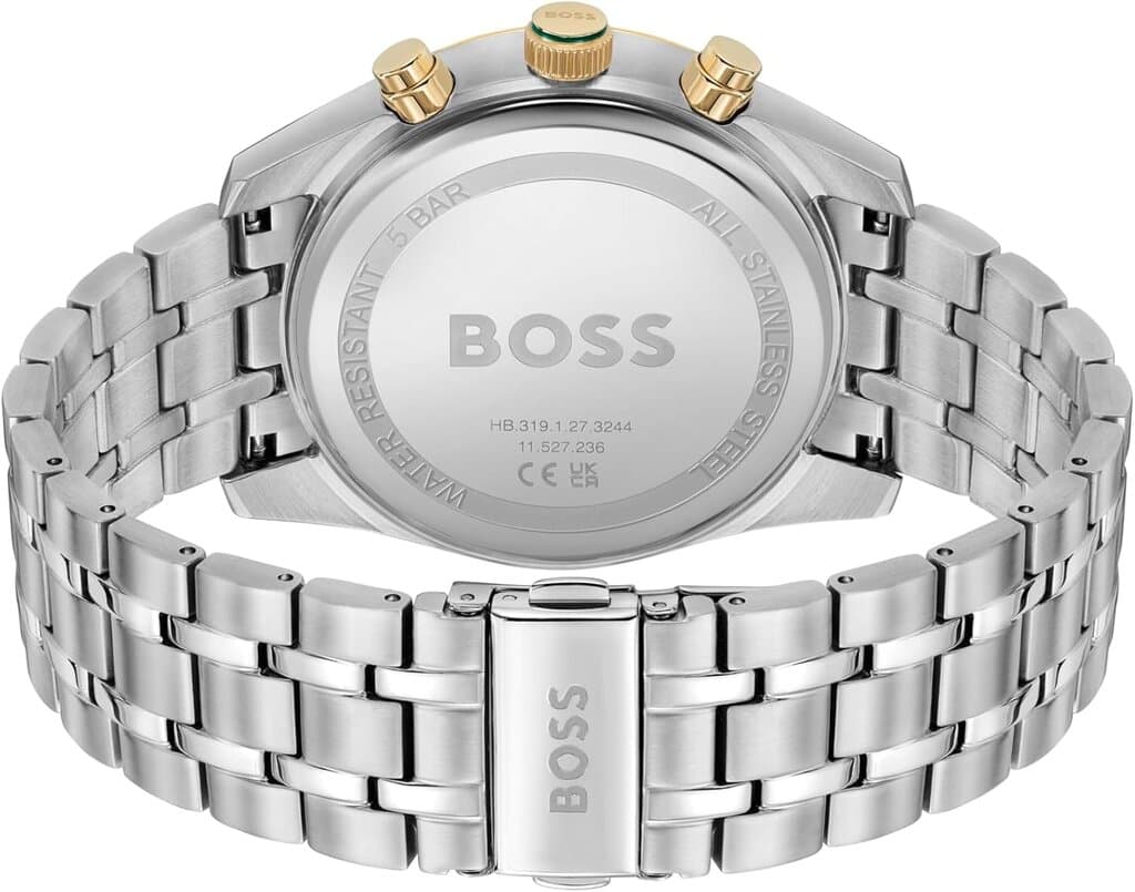 HUGO BOSS Chronograph Men's Watch 44mm - 1514195 (Silver & Green) 4