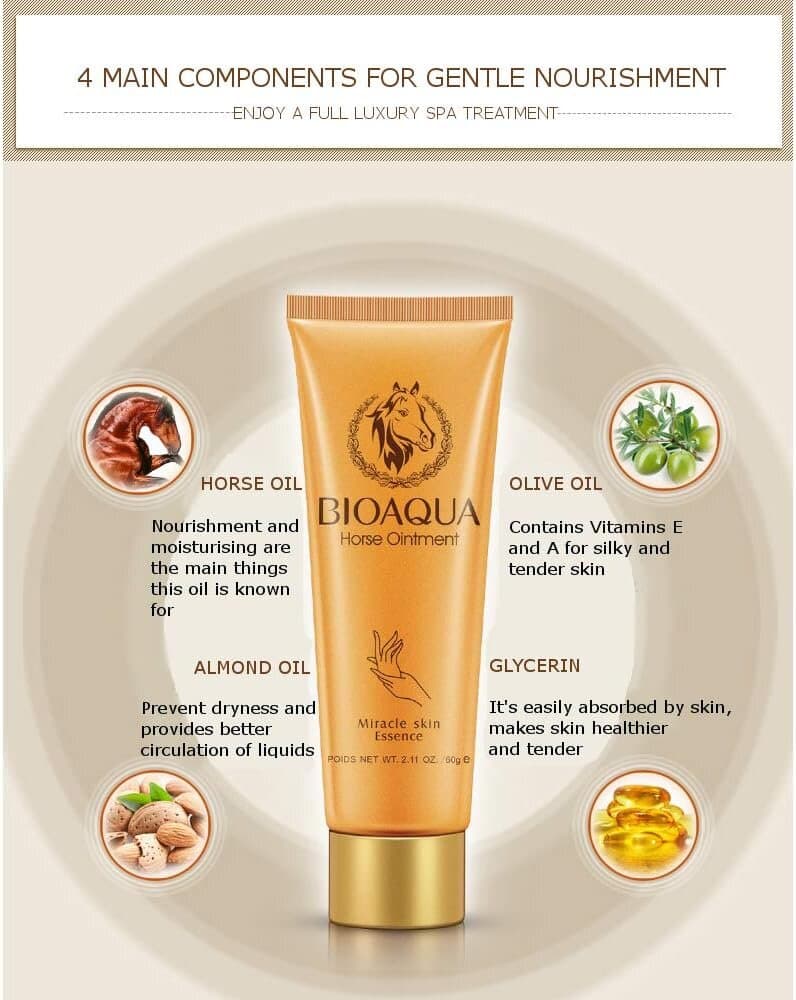 BIOAQUA Horse Oil Hand Cream Anti-ageing Ointment Miracle Skin Care - 60g 4