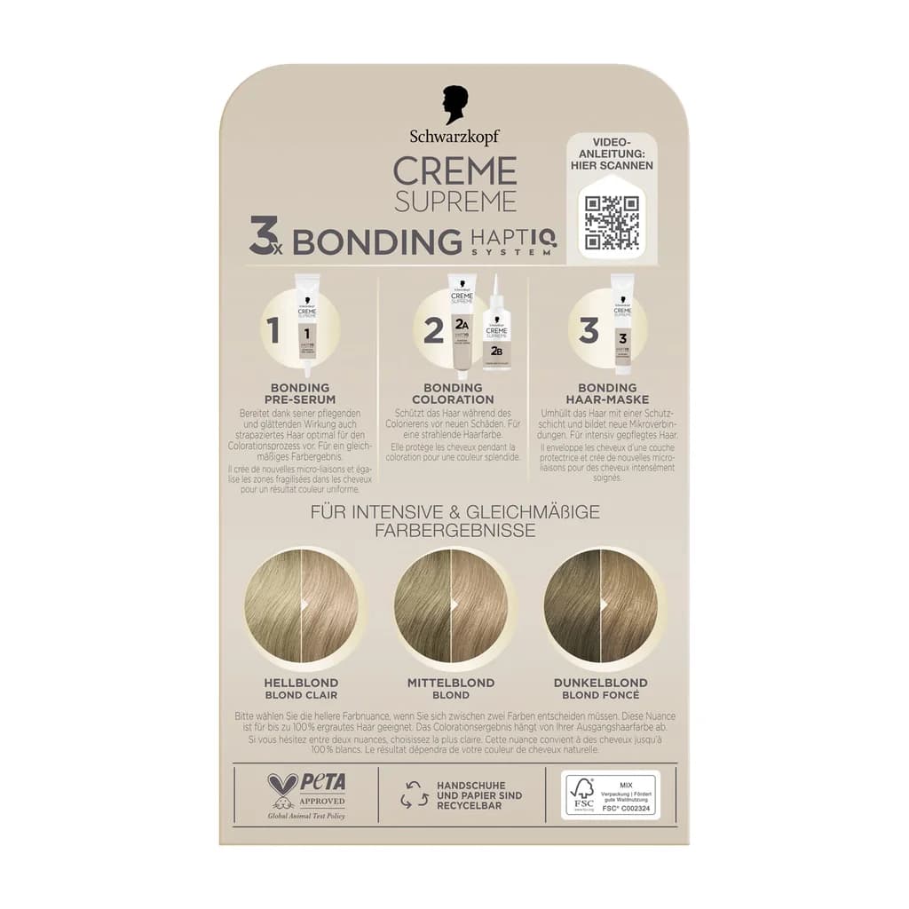 Schwarzkopf CREME SUPREME 9-48 light beige blonde nourishing cream color 2