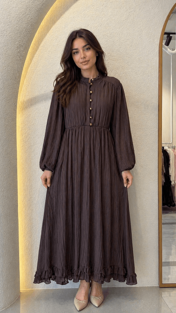 Abel Women's Cotton Dress - Dark Brown (36) 1