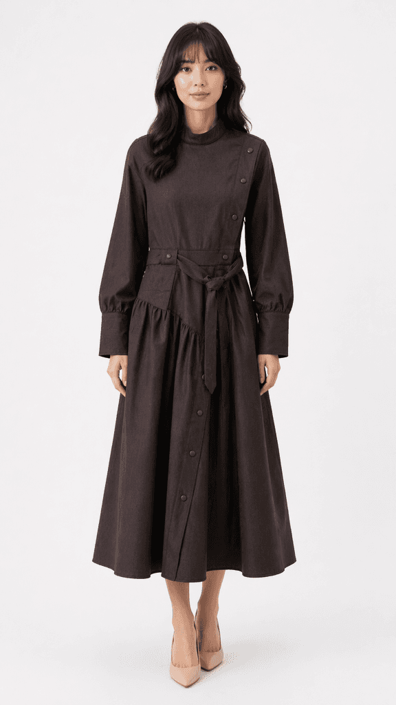 Moila Women's Cotton Dress - Dark Brown (36) 1