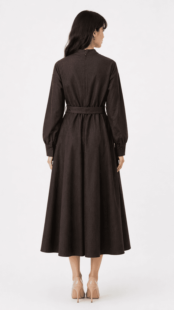 Moila Women's Cotton Dress - Dark Brown (36) 2