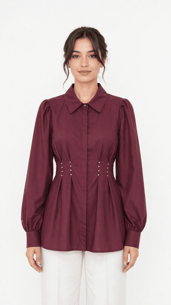 Henza Women's Shirt - Dark Red (S) 1