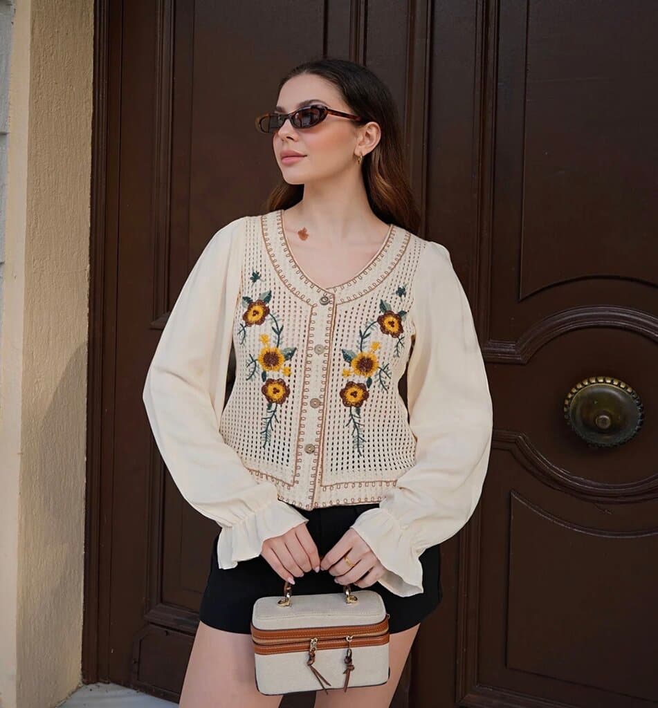 EsQ Women's Blouse - Cream (S) 1