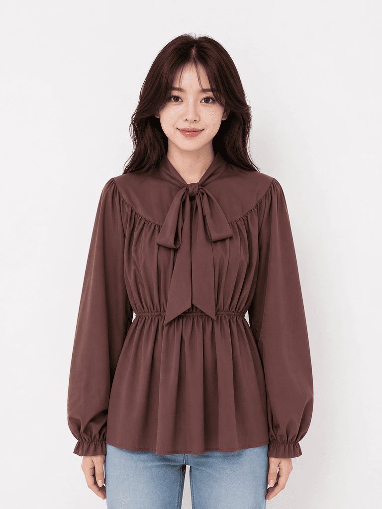 Henza Women's Long Blouse - Dark Brown (36) 1