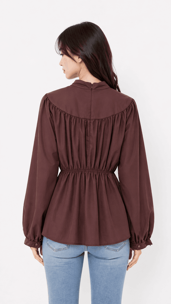 Henza Women's Long Blouse - Dark Brown (36) 2