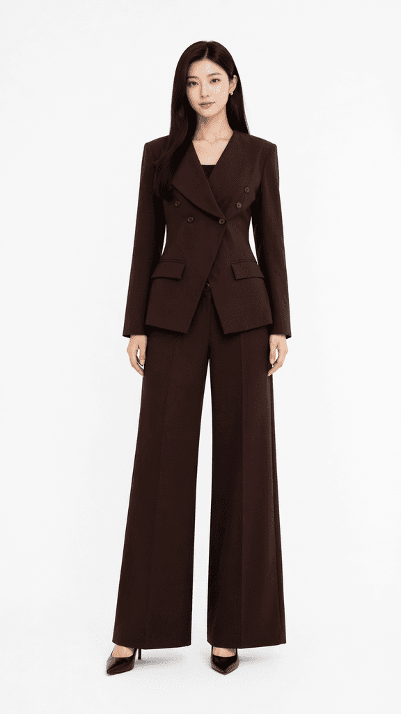 Name Women’s Blazer & Pants Set - Dark Brown (S) 1