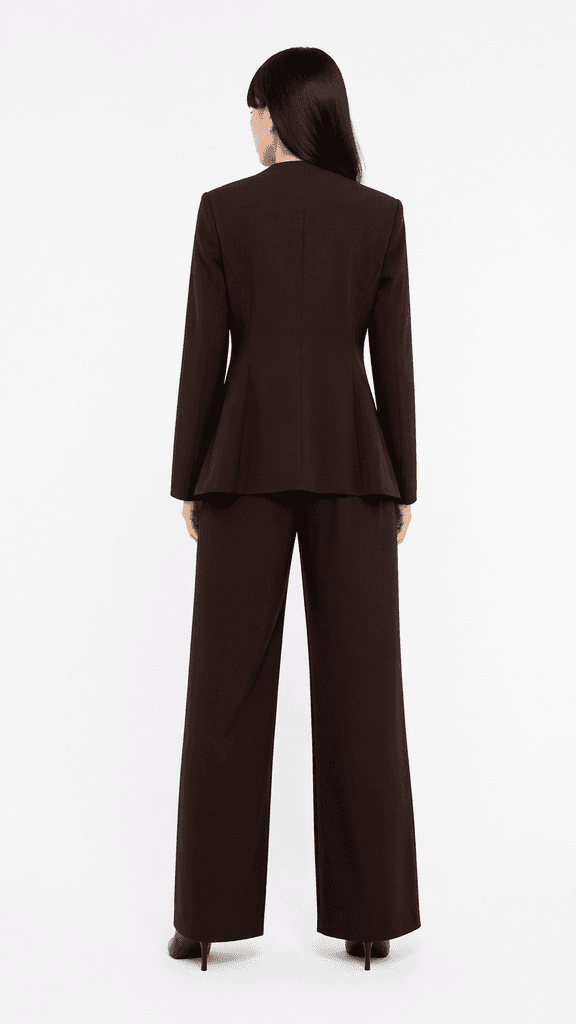 Name Women’s Blazer & Pants Set - Dark Brown (S) 2