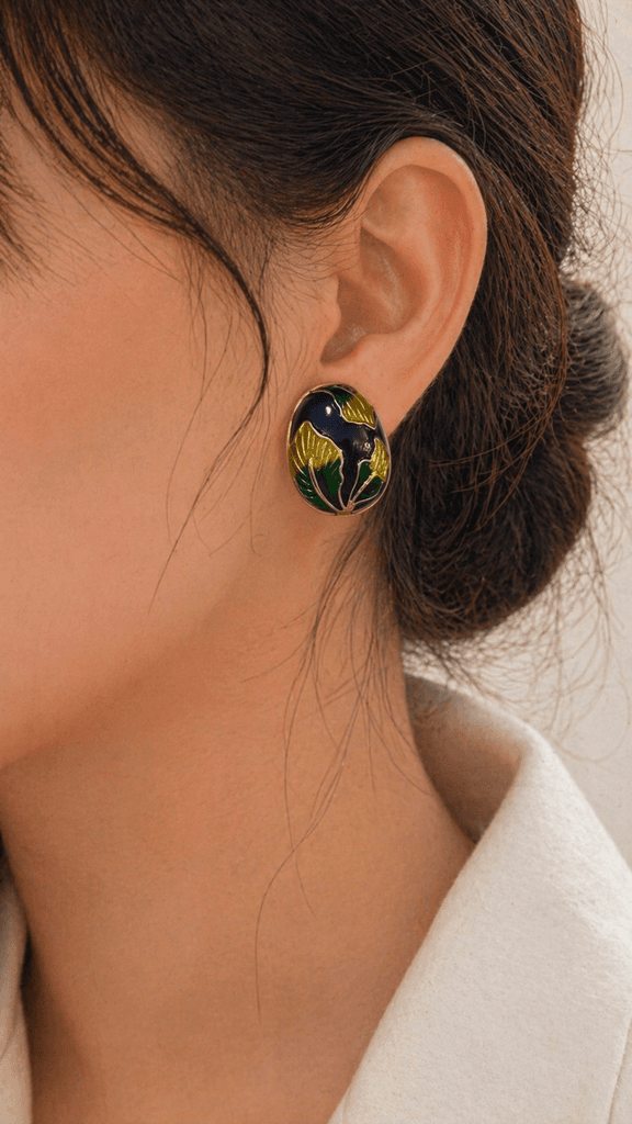 Stud Earrings - Navy Blue 1