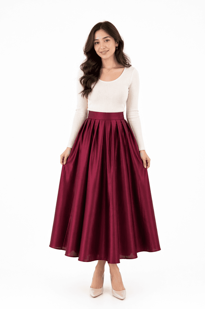 Anewsta Women's Skirt - Dark Red (S) 1
