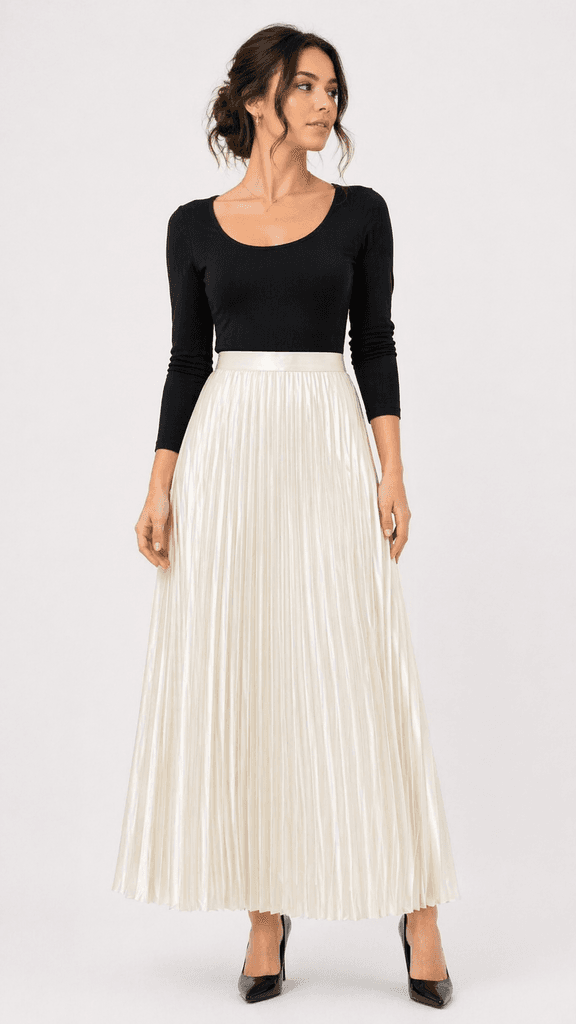 Henza Women's Satin Skirt - White (Free Size) 1