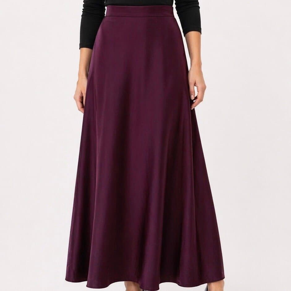 Karen Women's Satin Skirt - Dark Red (S) 2