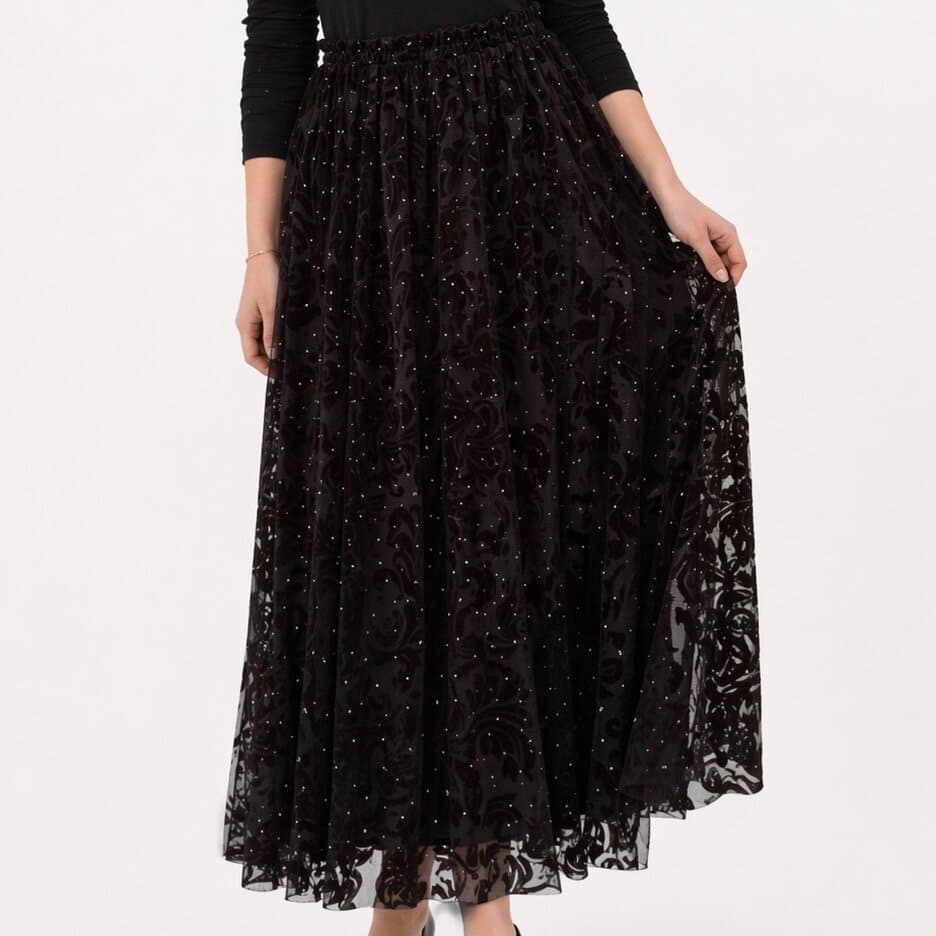 Feiruz Women's Velvet Skirt - Dark Brown (Free Size) 3