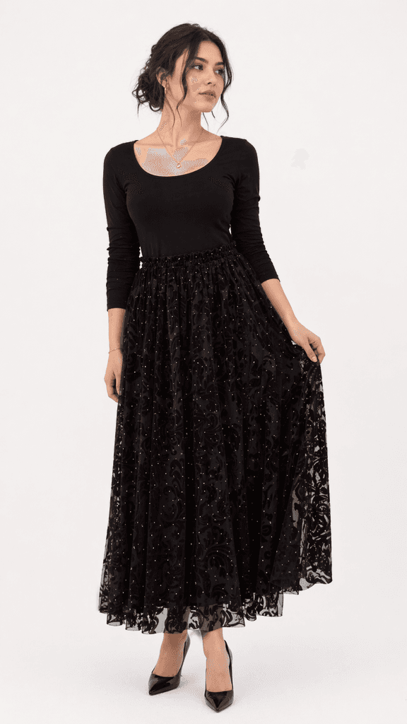 Feiruz Women's Velvet Skirt - Dark Brown (Free Size) 1