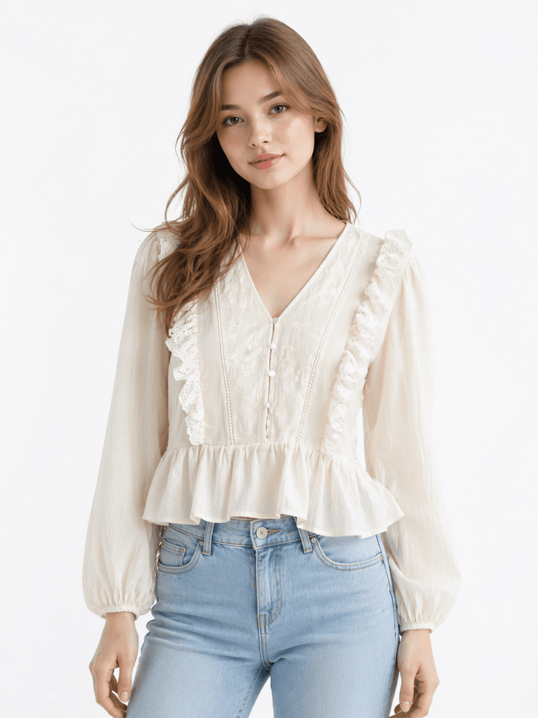 ESQ Women's Blouse - Off White (M) 1