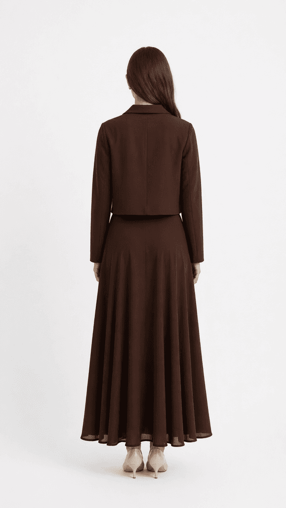 Henza Women's Jacket & Skirt Set - Dark Brown (S) 2