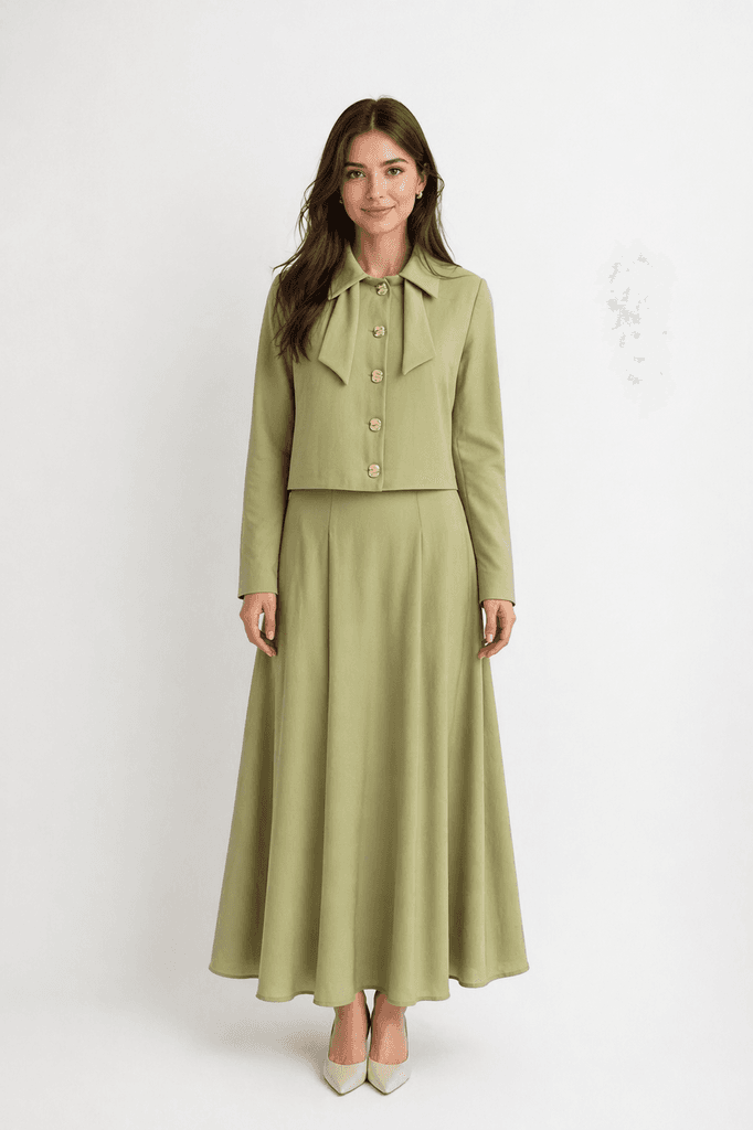 Henza Women's Jacket & Skirt Set - Light Green (S) 1