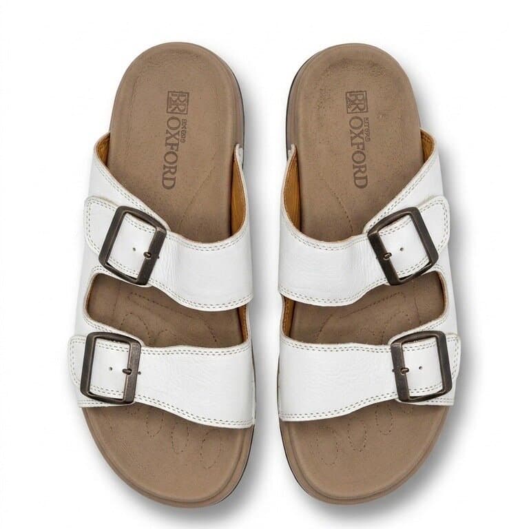 Grand Oxford Women's Leather Slide Sandals - White (36) 1