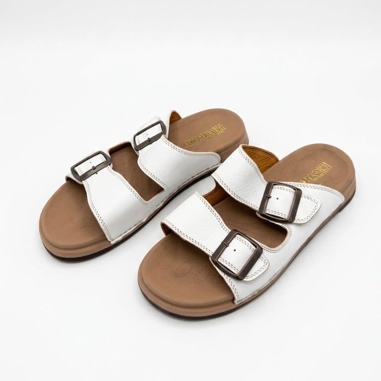 Grand Oxford Women's Leather Slide Sandals - White (36) 3