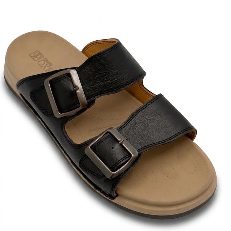 Grand Oxford Women's Leather Slide Sandals - Black (36) 2