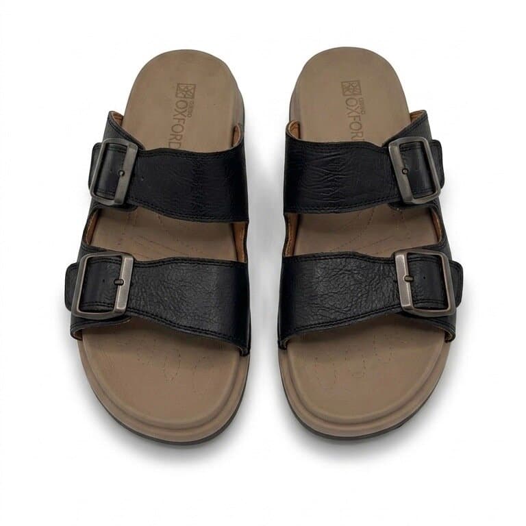 Grand Oxford Women's Leather Slide Sandals - Black (36) 3