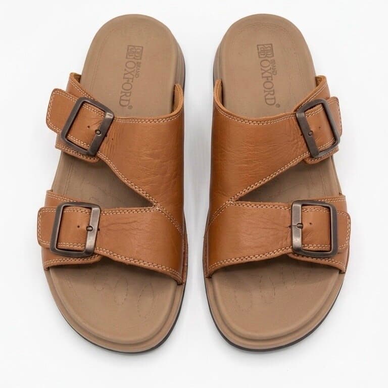 Grand Oxford Women's Leather Slide Sandals - Brown (36) 1