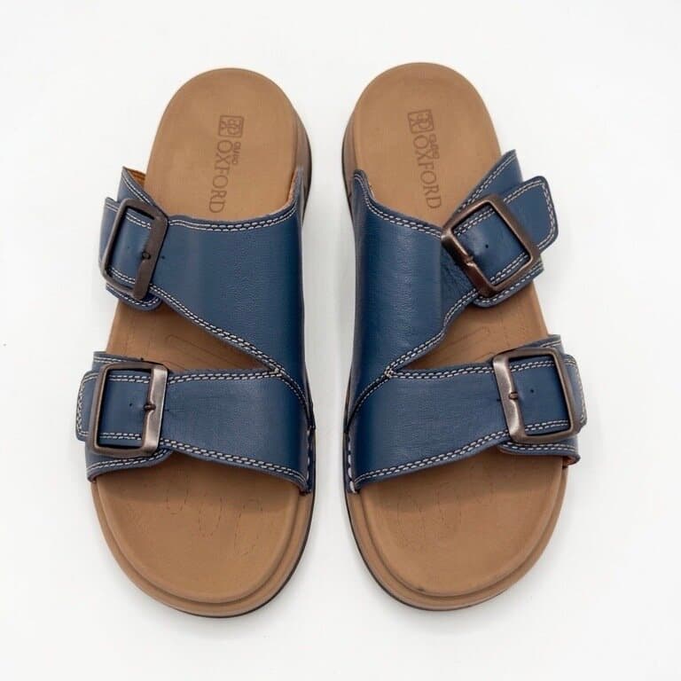 Grand Oxford Women's Leather Slide Sandals - Navy Blue (36) 1